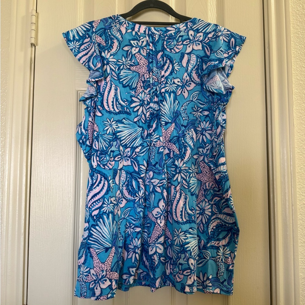 NWT Lilly Pulitzer Amalfi Blue Golda Top - SIZE LARGE - Picture 2 of 3
